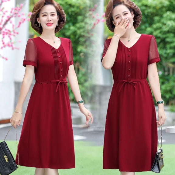 Women's Dress Lot – Red Casual Midi - Image 6
